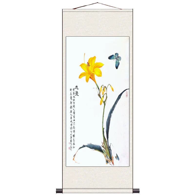 Peach Blossom Double Swallow Decorative Calligraphy and Painting Silk Gift Room Decor Aesthetic Wall Art Home Decor