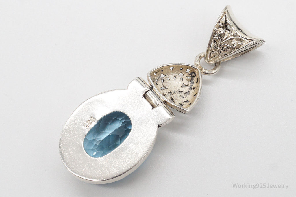 Large Vintage Blue Topaz Sterling Silver Necklace Pendant | Jewelry > Necklaces > Pendants | Wiccan Center
