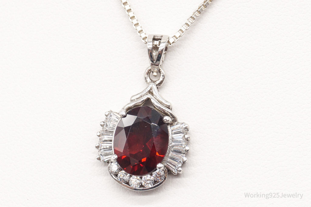 Vintage Garnet Cubic Zirconia Sterling Silver Necklace | Jewelry > Necklaces > Pendants | Wiccan Center