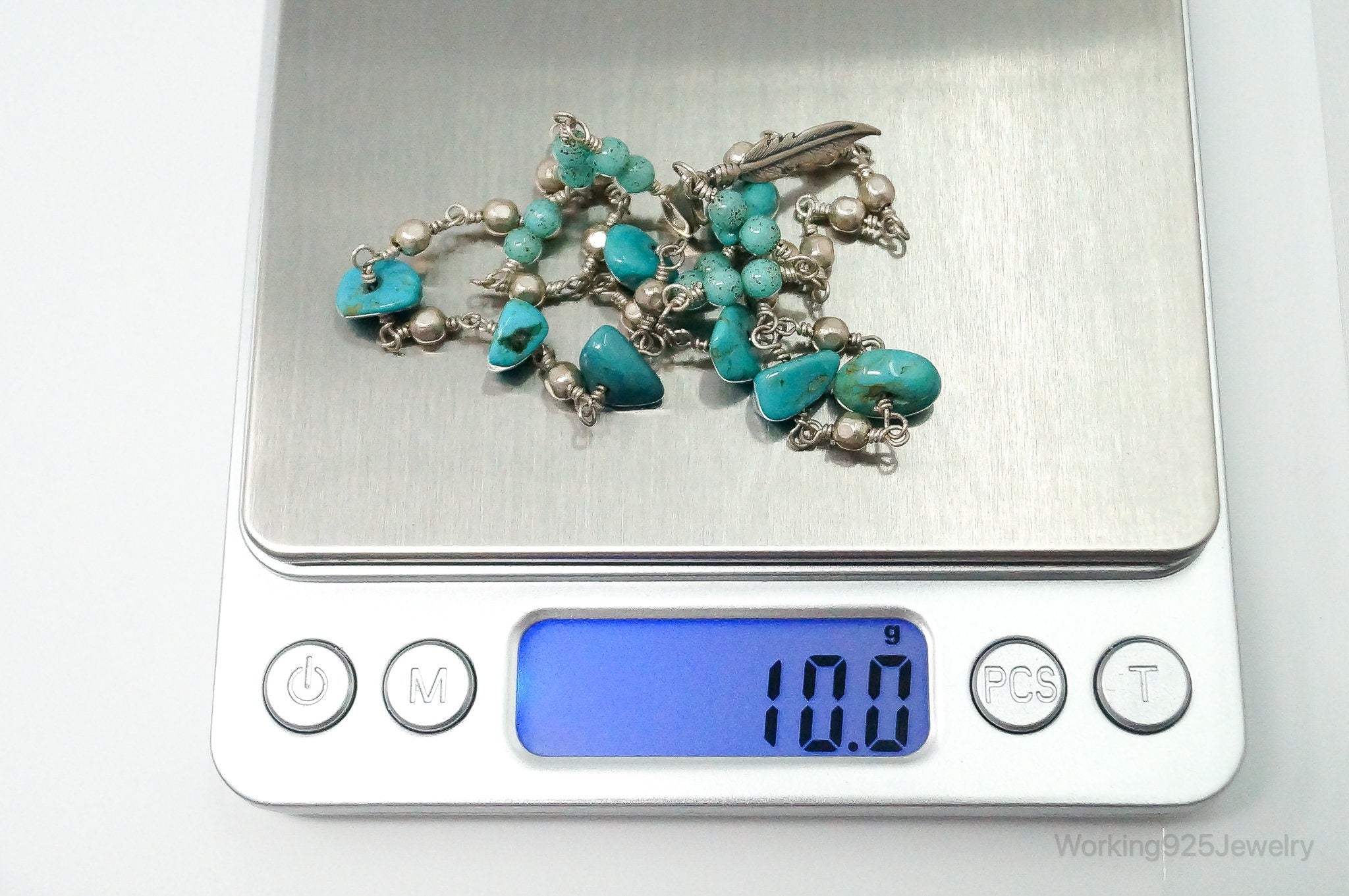 Vintage Native American Turquoise Sterling Silver Bead Necklace | Jewelry > Necklaces > Pendants | Wiccan Center