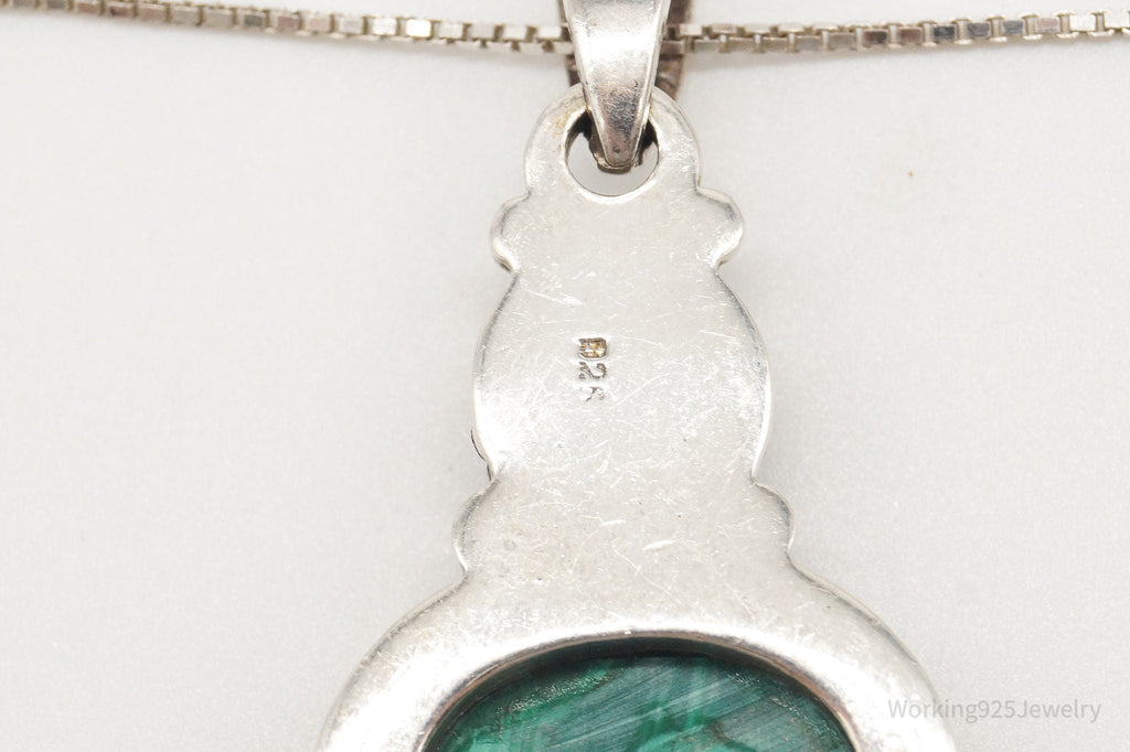 Vintage Large Malachite Southwestern Sterling Silver Necklace | Jewelry > Necklaces > Pendants | Wiccan Center