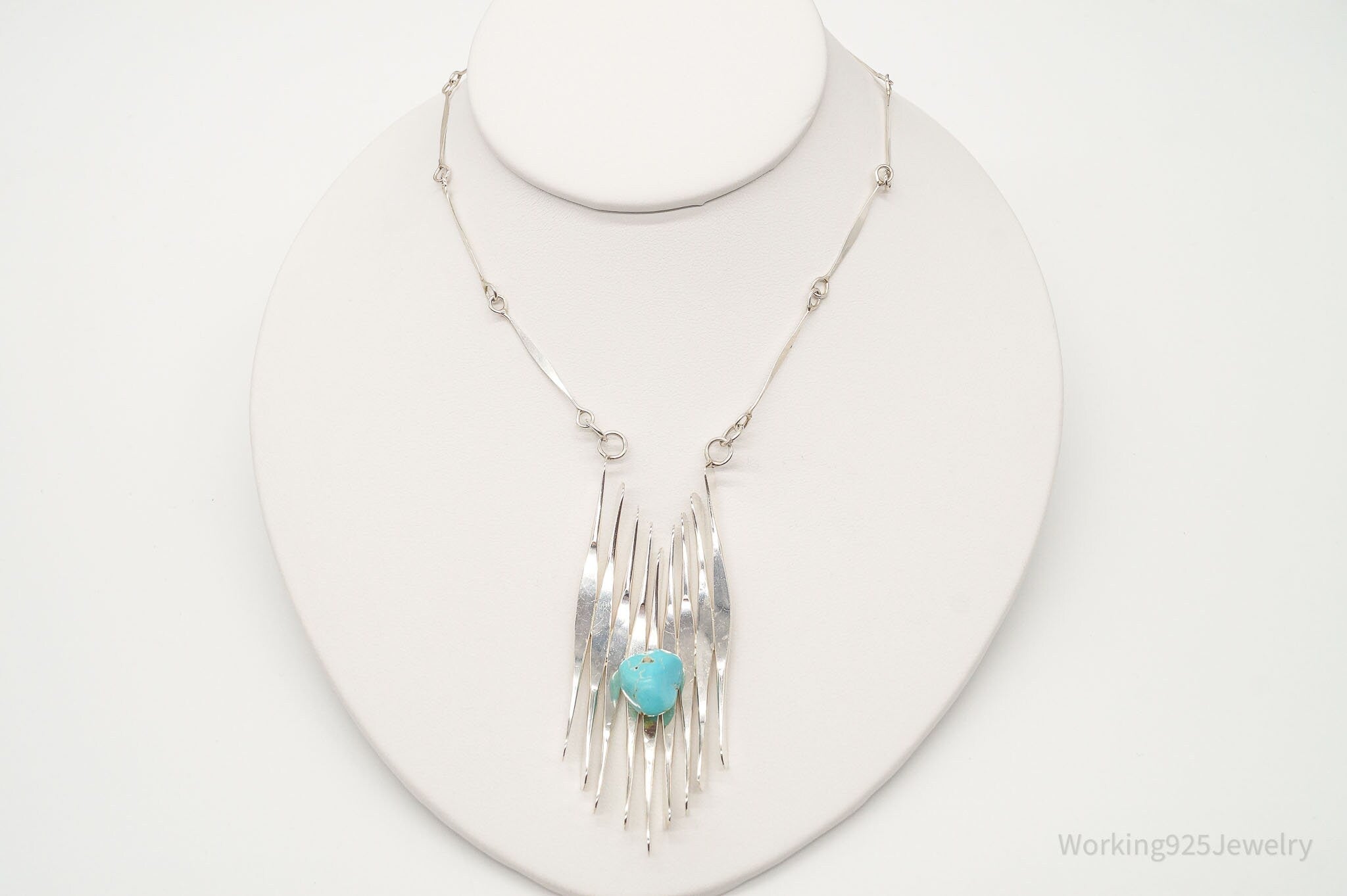 Vintage Turquoise Modernist Silver Necklace | Jewelry > Necklaces > Pendants | Wiccan Center