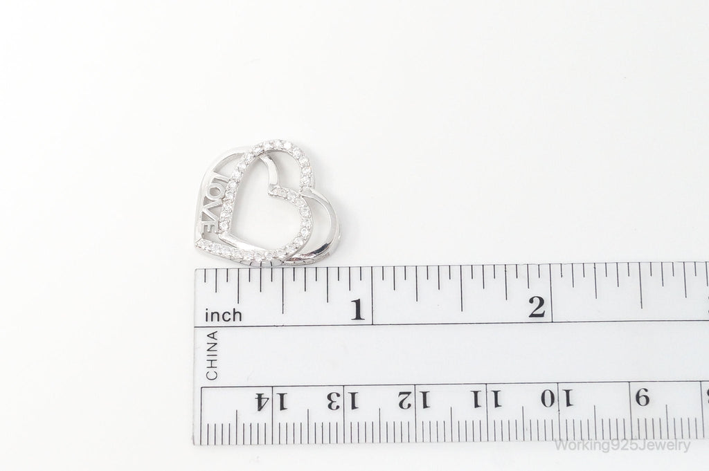 Vintage Open Heart Cubic Zirconia Sterling Silver Necklace Pendant | Jewelry > Necklaces > Pendants | Wiccan Center