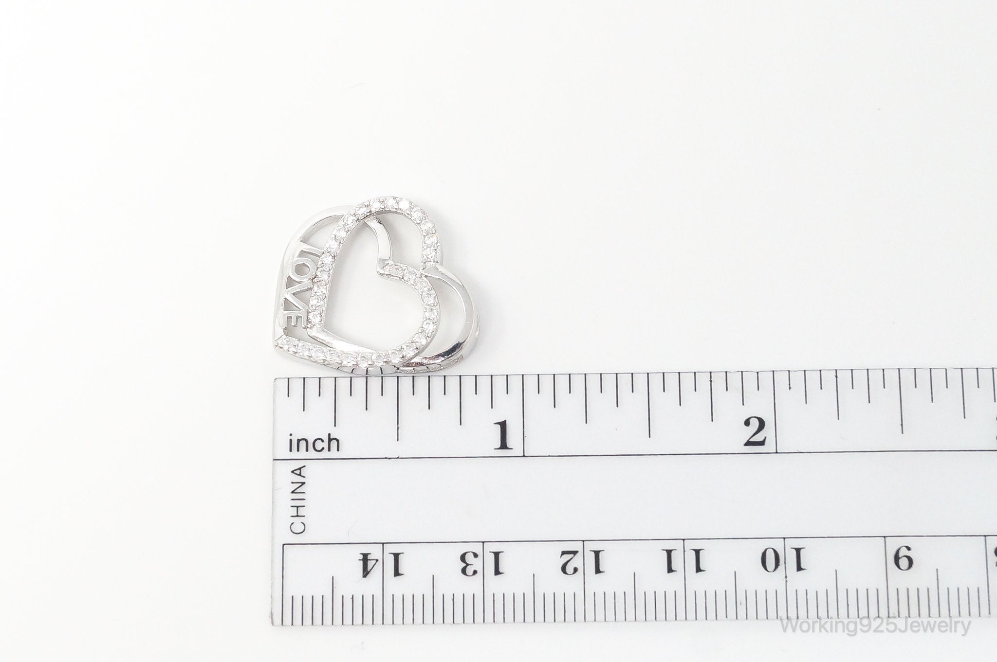 Vintage Open Heart Cubic Zirconia Sterling Silver Necklace Pendant | Jewelry > Necklaces > Pendants | Wiccan Center