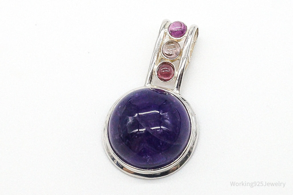 Vintage Large Purple Amethyst Multi Gem Sterling Silver Pendant | Jewelry > Necklaces > Pendants | Wiccan Center