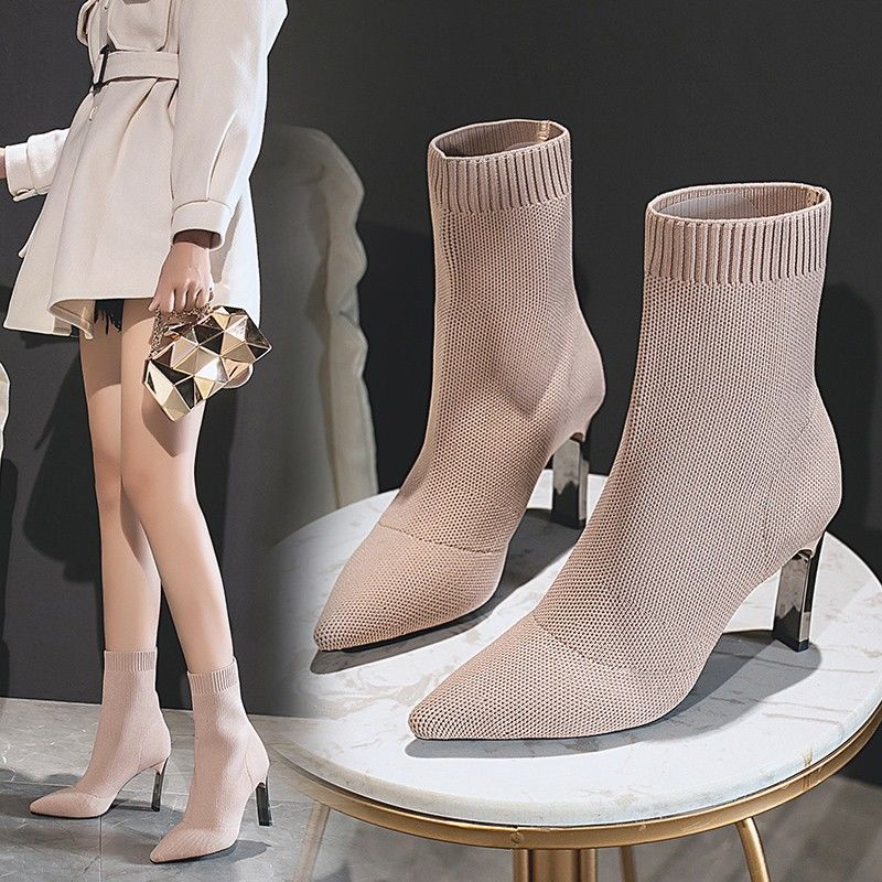 Pointed Toe Boots Women Sock Shoes | 4 | Wiccan Center