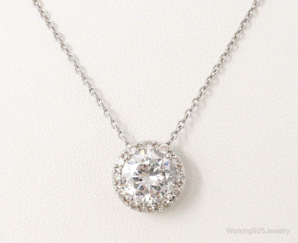 Vintage Large Cubic Zirconia Sterling Silver Necklace | Jewelry > Necklaces > Pendants | Wiccan Center