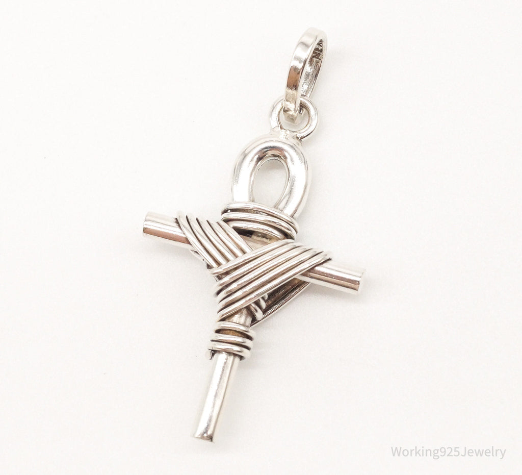 Large Vintage Mexico Wrapped Cross Sterling Silver Pendant | Jewelry > Necklaces > Pendants | Wiccan Center