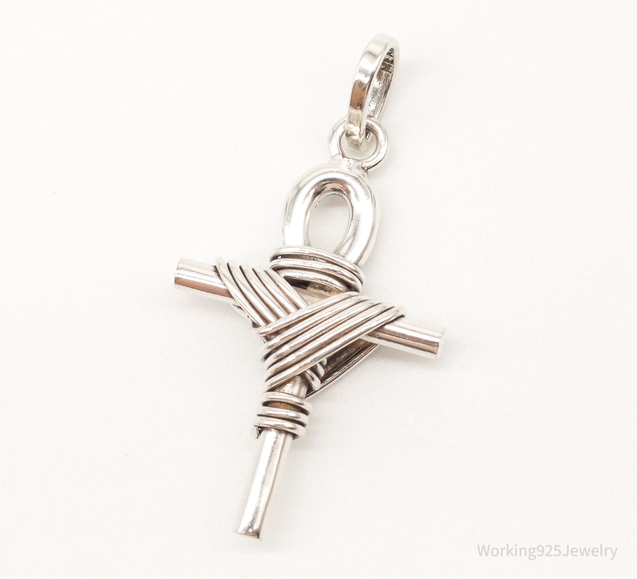 Large Vintage Mexico Wrapped Cross Sterling Silver Pendant | Jewelry > Necklaces > Pendants | Wiccan Center