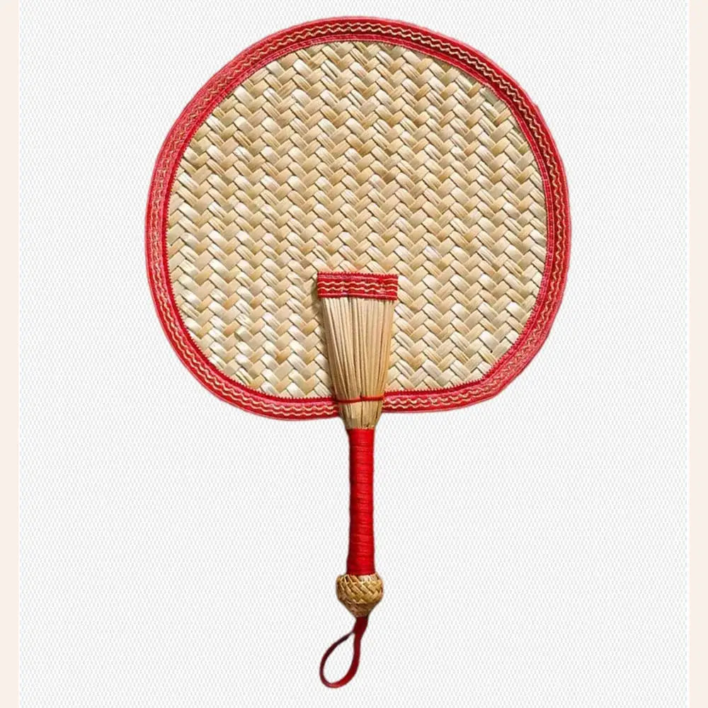 Colorful Handmade Fan Chinese Style Heart Shaped Straw Bamboo Woven Fan Summer Anti-Mosquito Cooler Handfan Home Decor Pendants