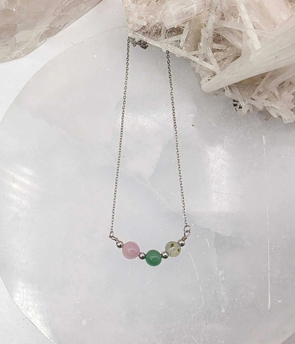 LEAD WITH LOVE-Kunzite, Green Aventurine, Prehnite Jewelry Set | Jewelry Set | Wiccan Center