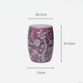 Hand-Painted Lavender Floral Ceramic Drum Stool | Botanical Accent Side Table | Drum stool | Wiccan Center