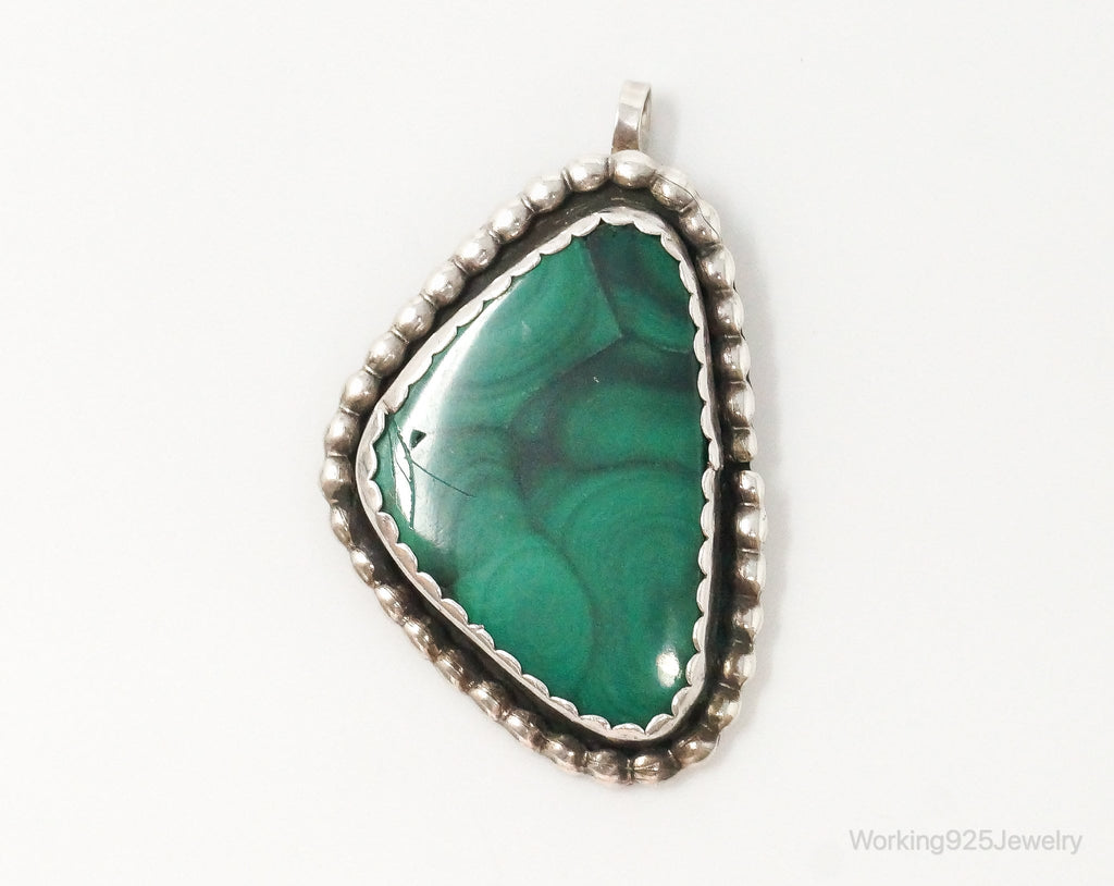 Large Vintage Native American Unsigned Malachite Sterling Silver Pendant | Jewelry > Necklaces > Pendants | Wiccan Center