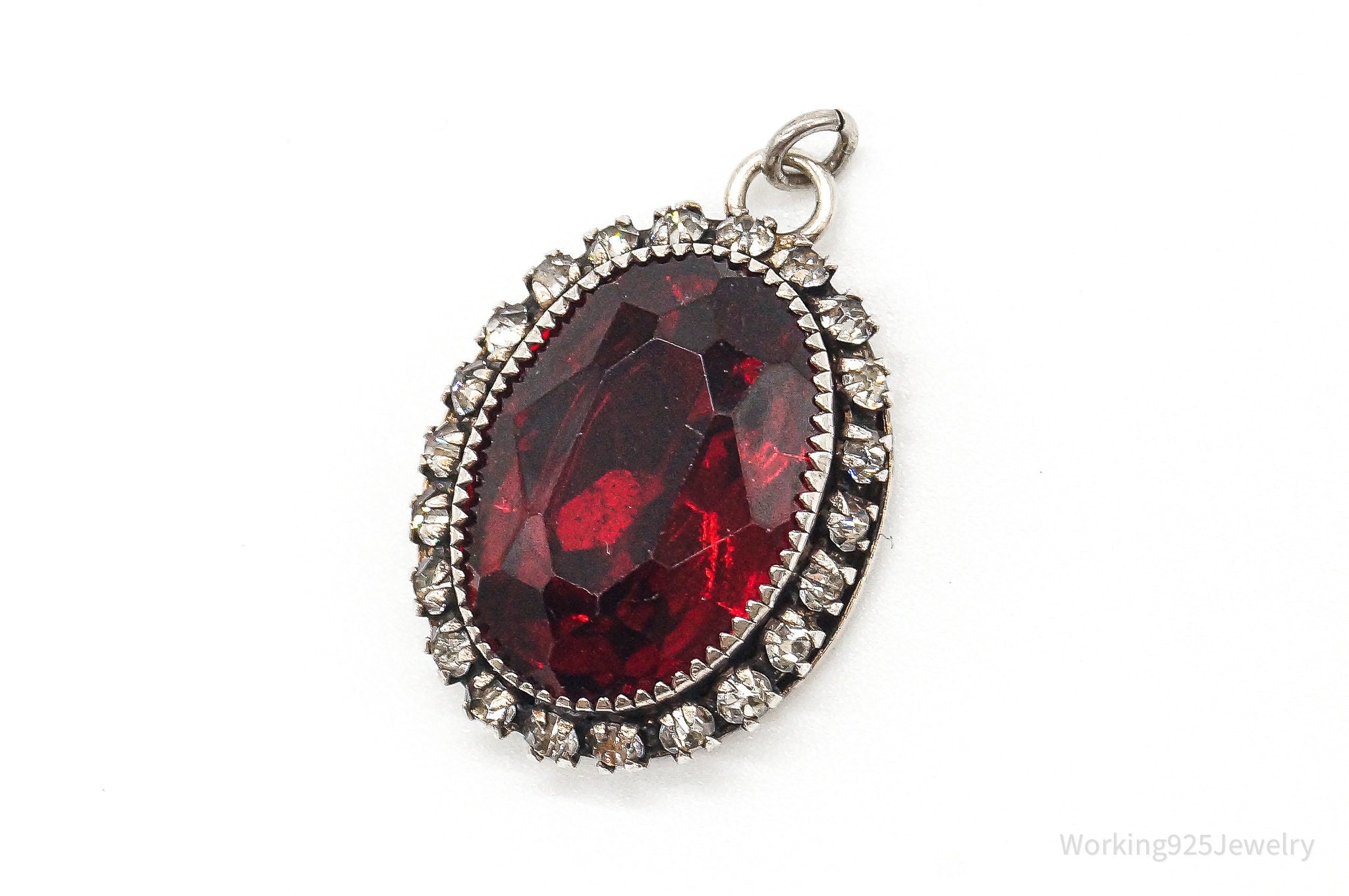 Antique Designer Martelli Glass Rhinestone Art Deco Sterling Silver Pendant | Jewelry > Necklaces > Pendants | Wiccan Center