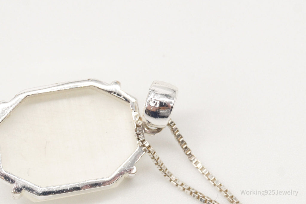 Vintage Art Deco Style Mother of Pearl Sterling Silver Necklace | Jewelry > Necklaces > Pendants | Wiccan Center