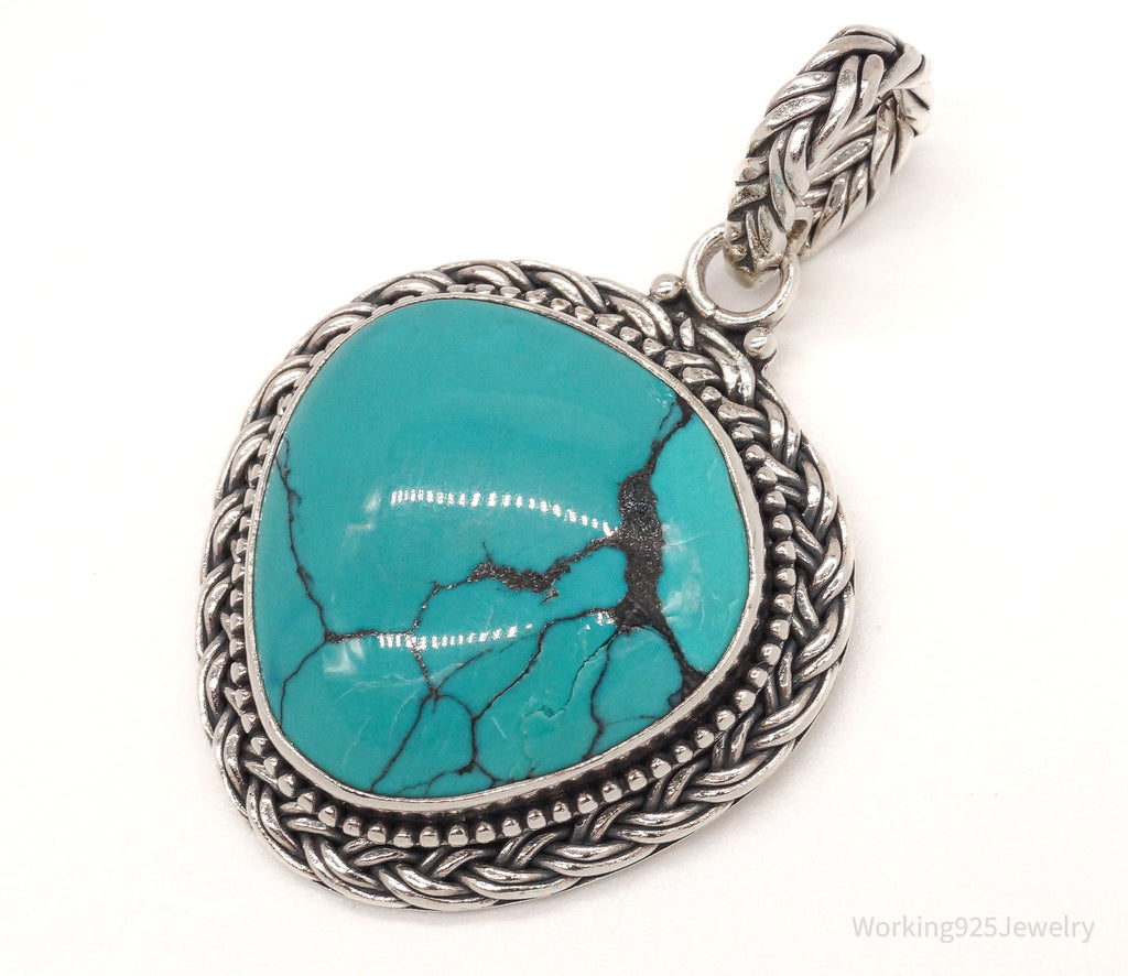 Large Vintage Designer Barse Turquoise Western Sterling Silver Pendant | Jewelry > Necklaces > Pendants | Wiccan Center