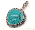 Large Vintage Designer Barse Turquoise Western Sterling Silver Pendant | Jewelry > Necklaces > Pendants | Wiccan Center