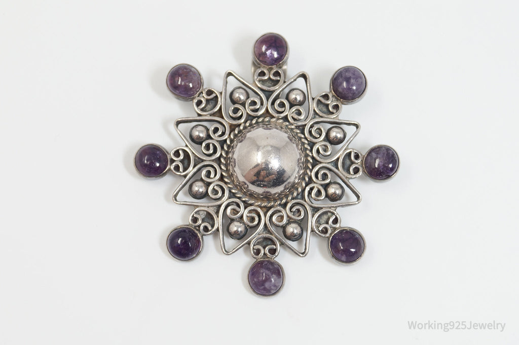 RARE Vintage Designer Carmen Beckmann Amethyst Sterling Silver Brooch Pendant | Jewelry > Necklaces > Pendants | Wiccan Center