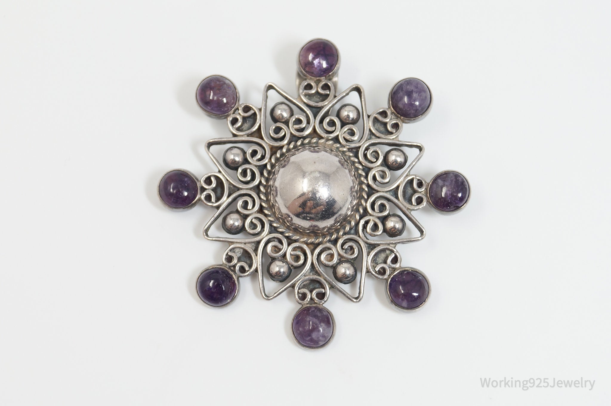 RARE Vintage Designer Carmen Beckmann Amethyst Sterling Silver Brooch Pendant | Jewelry > Necklaces > Pendants | Wiccan Center