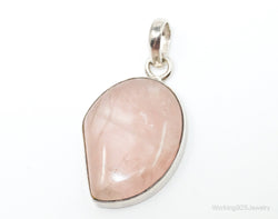 Large Vintage Rose Quartz Sterling Silver Necklace Pendant | Jewelry > Necklaces > Pendants | Wiccan Center
