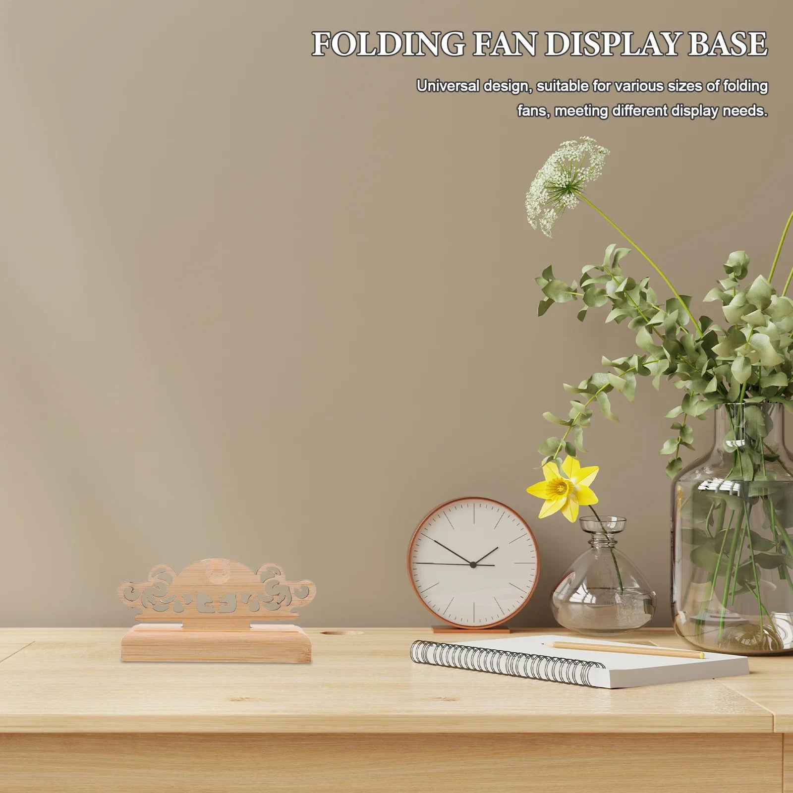 2pcs Folding Display Stand Handmade Wood Chinese Fan Holder Vintage Decor Rustic Organizer Japanese Style Base Small Chinese Fan