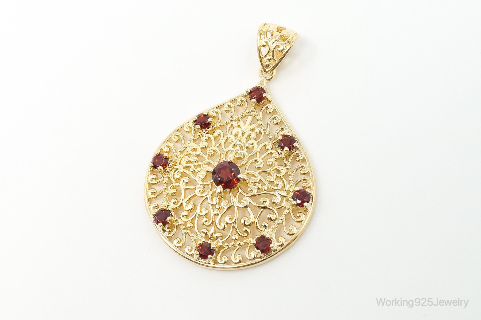 Designer Ross Simons Garnet Motif Gold Over Sterling Silver Pendant | Jewelry > Necklaces > Pendants | Wiccan Center
