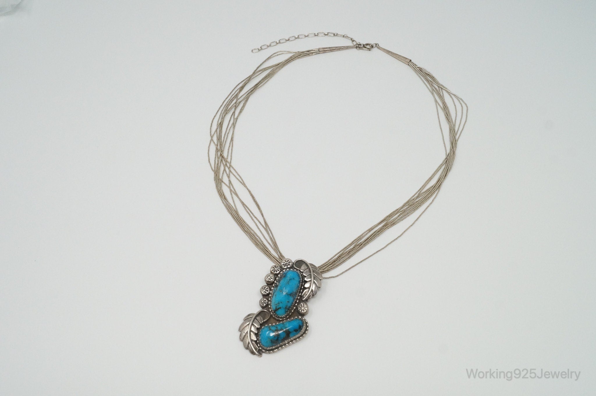 VTG Handmade Native American JH Large Turquoise Sterling Silver Necklace | Jewelry > Necklaces > Pendants | Wiccan Center