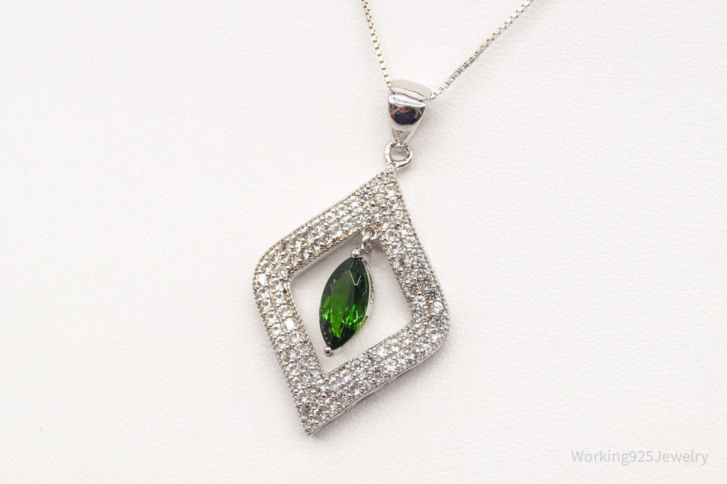 Vintage Lab Emerald Cubic Zirconia Sterling Silver Necklace | Jewelry > Necklaces > Pendants | Wiccan Center