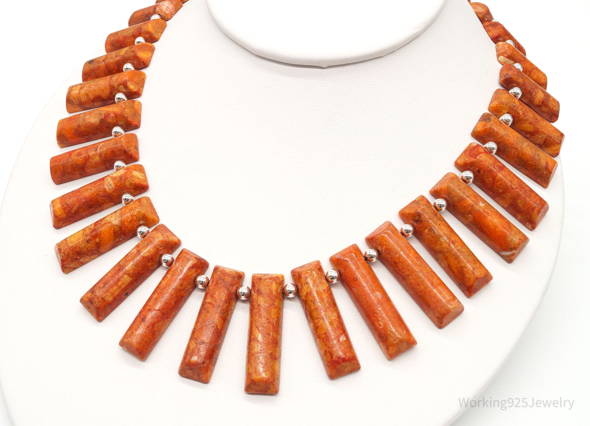 Vintage Desert Rose Trading Orange Sponge Coral Sterling Silver Necklace | Jewelry > Necklaces | Wiccan Center