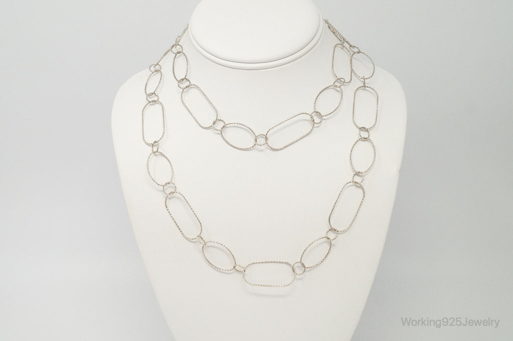 Long Designer Silpada Oval Link Textured Sterling Silver Necklace | Jewelry > Necklaces > Pendants | Wiccan Center