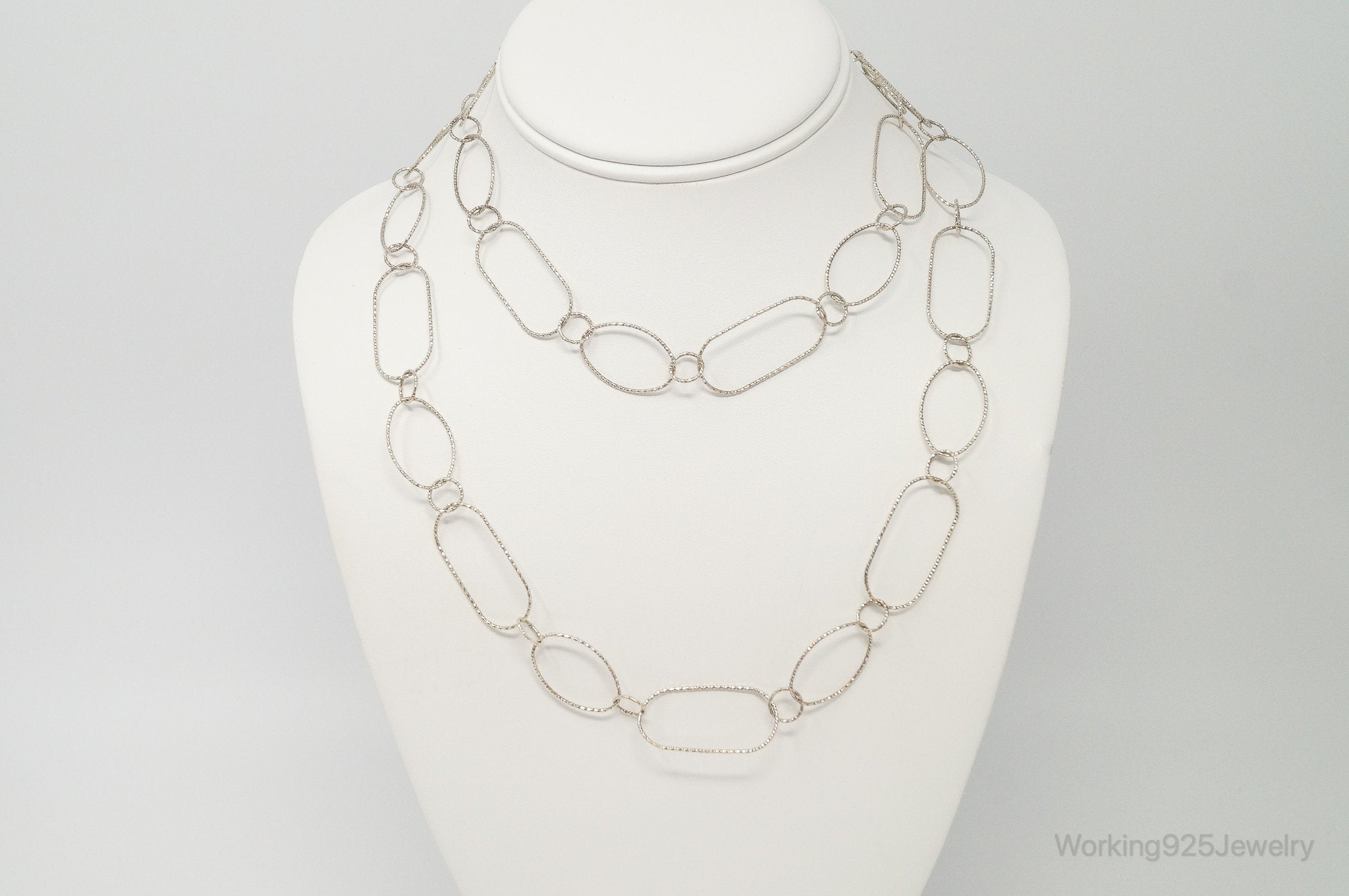 Long Designer Silpada Oval Link Textured Sterling Silver Necklace | Jewelry > Necklaces > Pendants | Wiccan Center