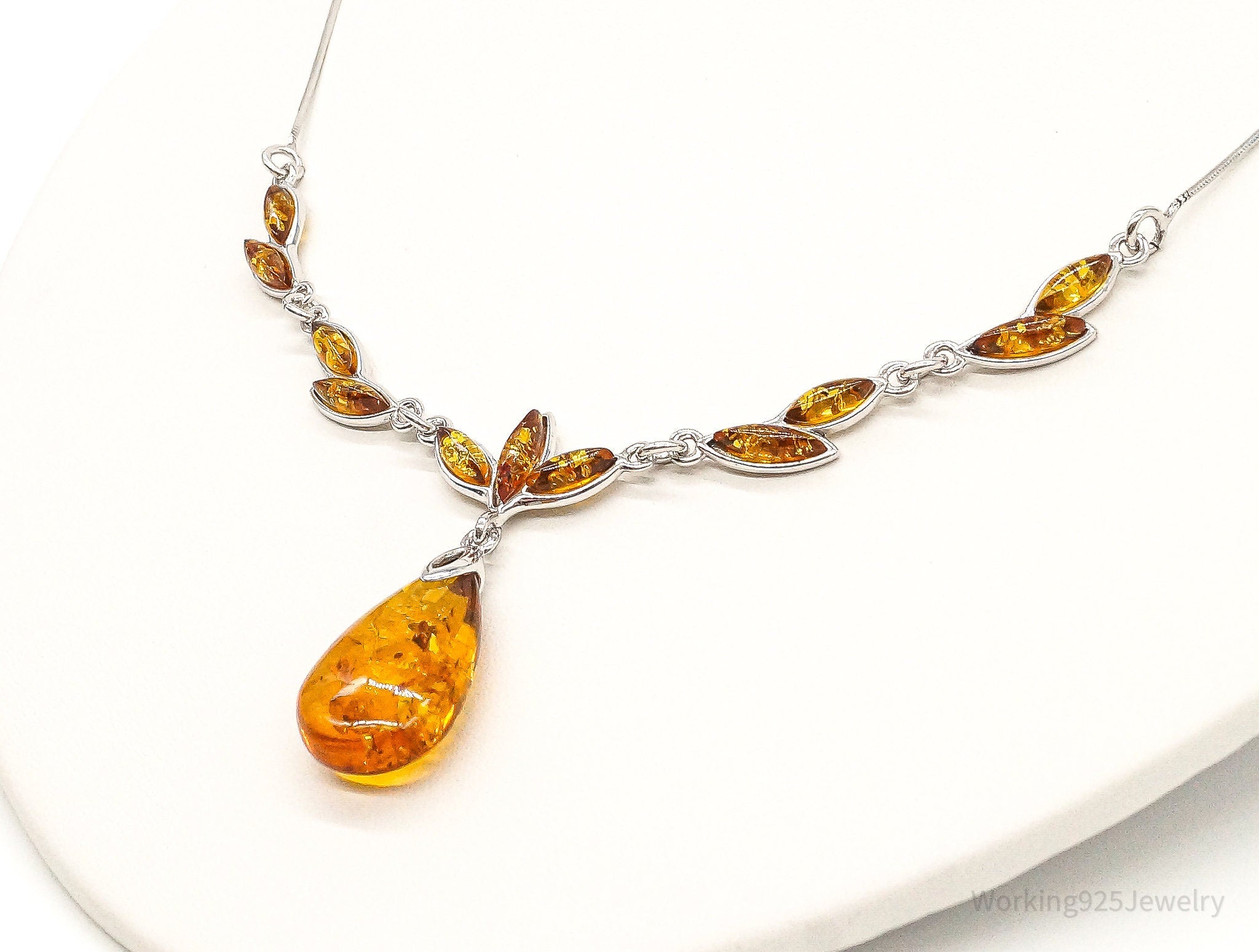 Vintage Designer Amber Sterling Silver Necklace | Jewelry > Necklaces > Pendants | Wiccan Center