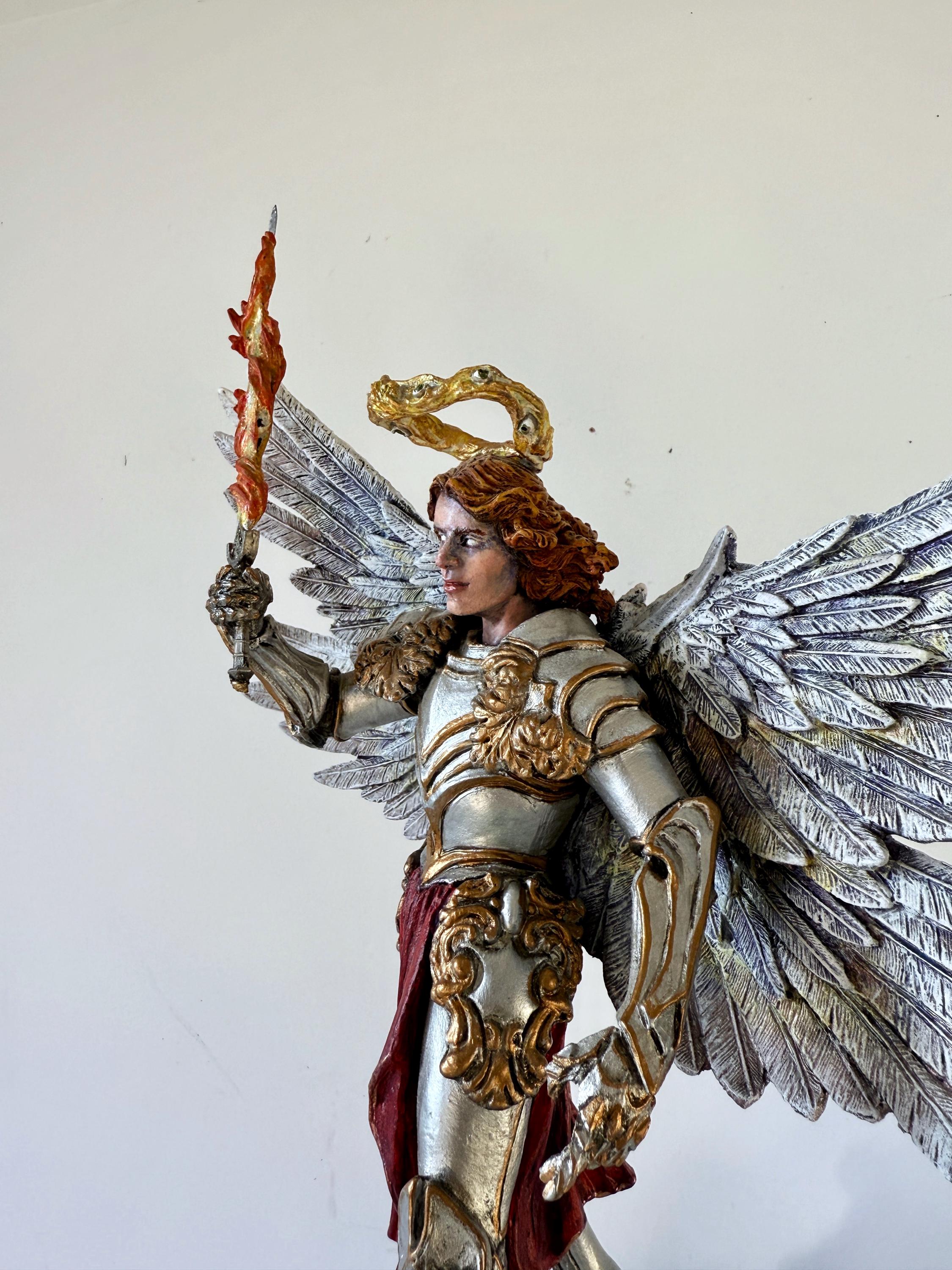 Saint Michael the Archangel Statue, Full Color | Mythological Figurine | Myths and Legends Statue| Guardian Angel Statue for Gothic Decor