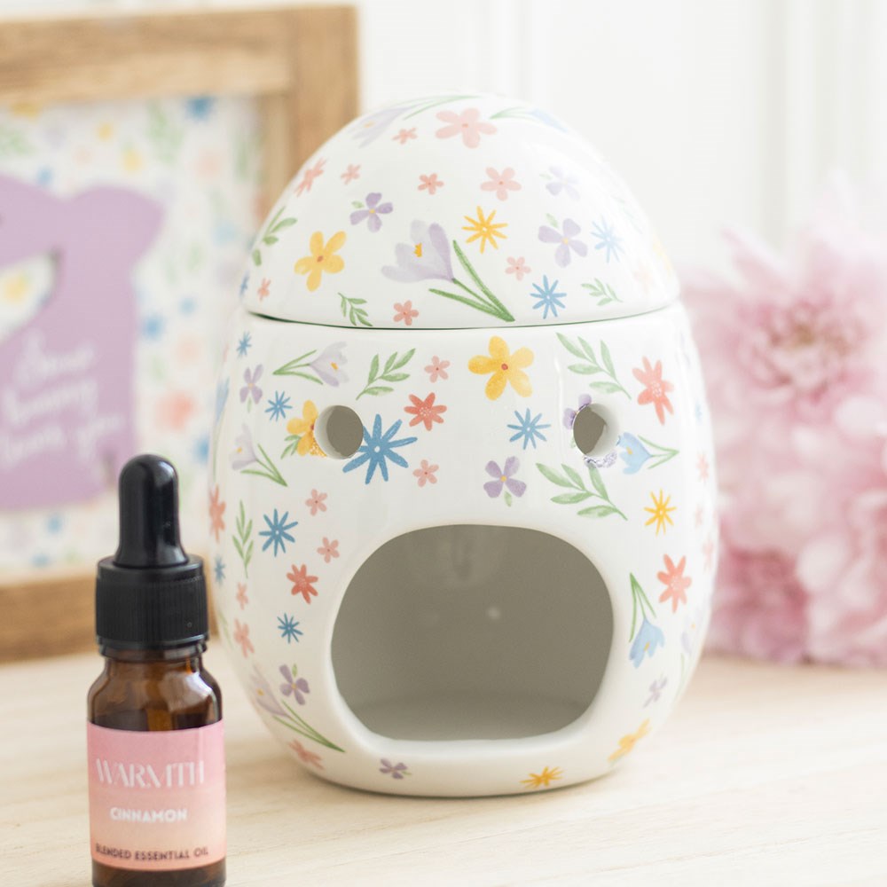 Spring Floral Print Easter Egg Oil Burner and Wax Warmer | Wax Melt Warmer | Wiccan Center