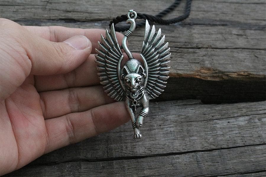 Ancient Egypt Bastet Goddess of Cats Stainless Steel Necklace | Pendants & Necklaces | Wiccan Center