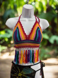 Rainbow Pride Bikini Top with Pearls and Fringe ROAD ONLY | Apparel | Wiccan Center