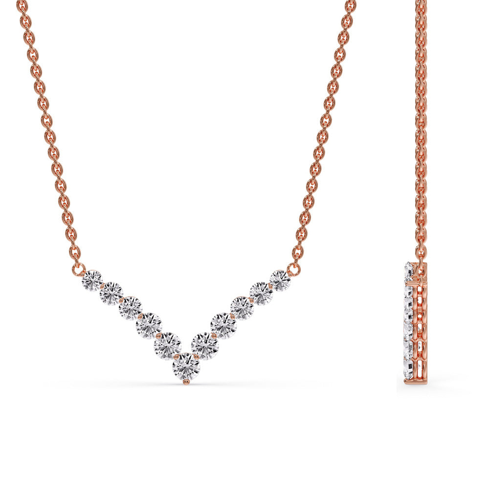 Round Graduated V-Necklace
