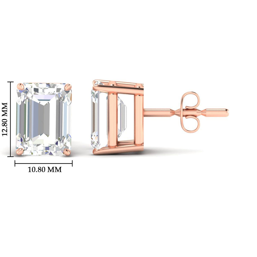 IGI Certified Emerald Cut Diamond Solitaire Stud Earrings