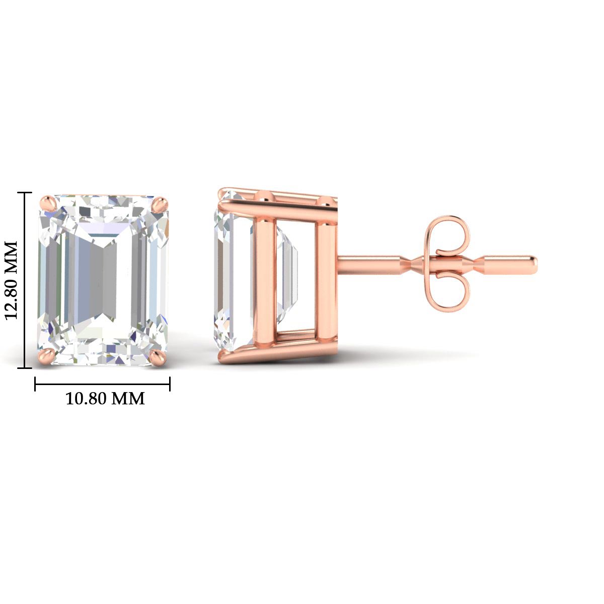 IGI Certified Emerald Cut Diamond Solitaire Stud Earrings
