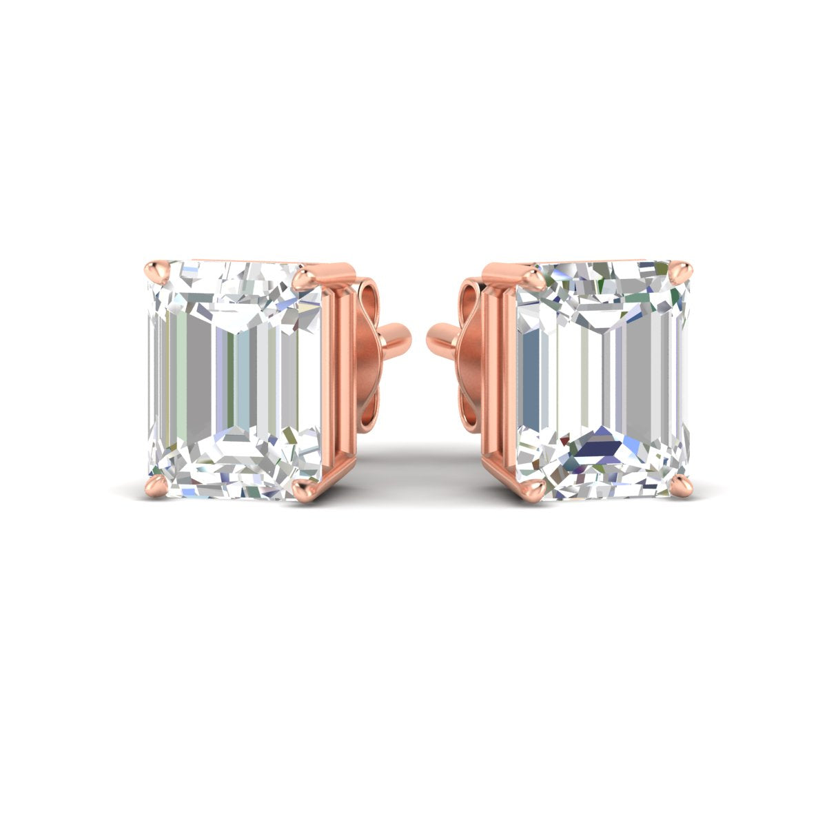 IGI Certified Emerald Cut Diamond Solitaire Stud Earrings