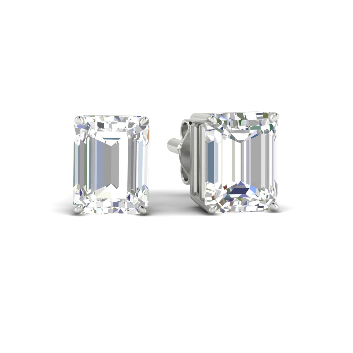 IGI Certified Emerald Cut Diamond Solitaire Stud Earrings