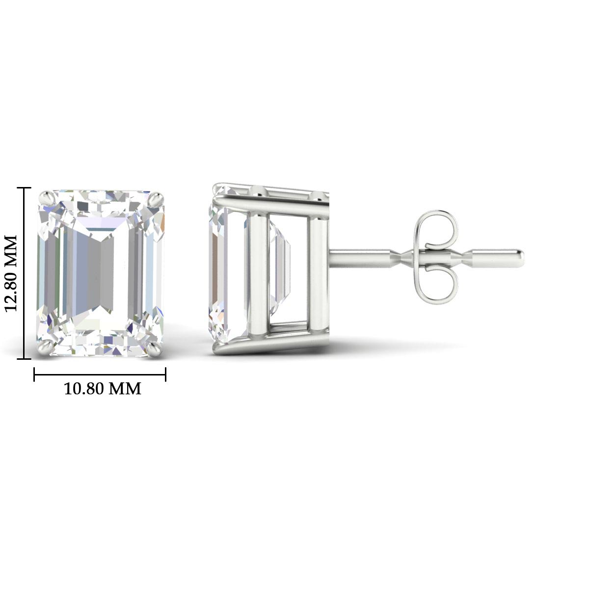 IGI Certified Emerald Cut Diamond Solitaire Stud Earrings