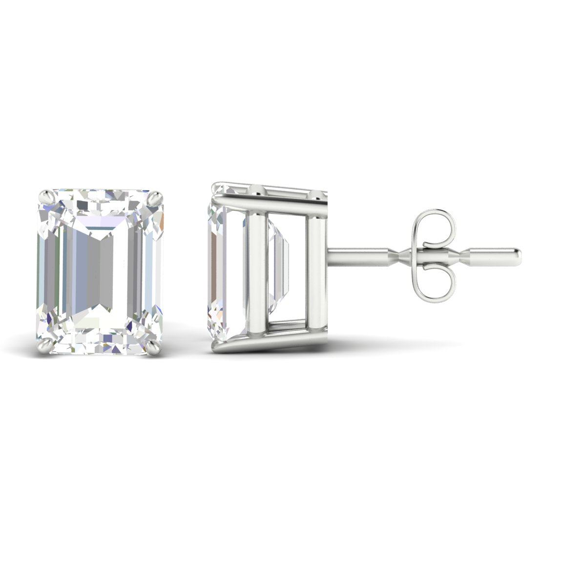 IGI Certified Emerald Cut Diamond Solitaire Stud Earrings