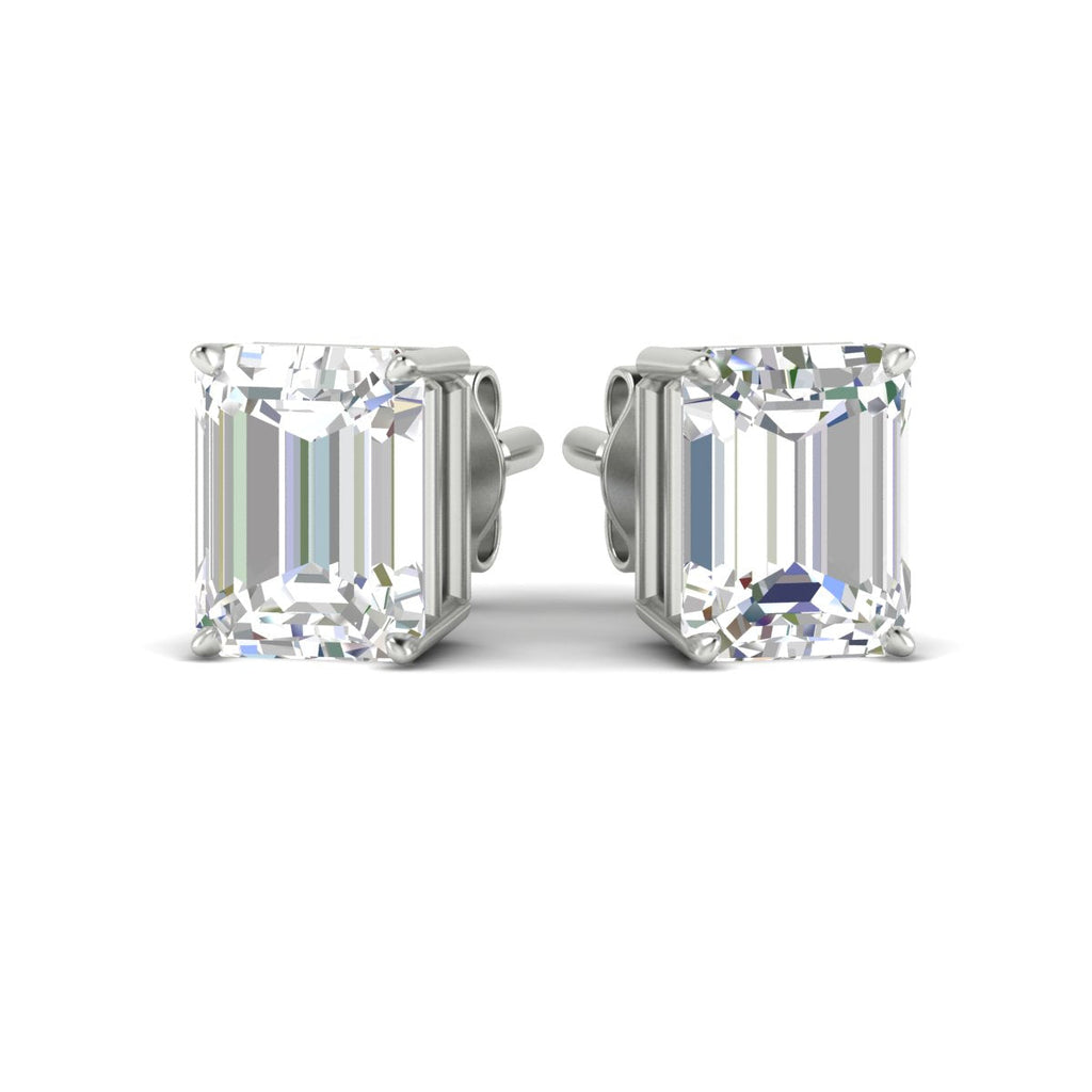 IGI Certified Emerald Cut Diamond Solitaire Stud Earrings
