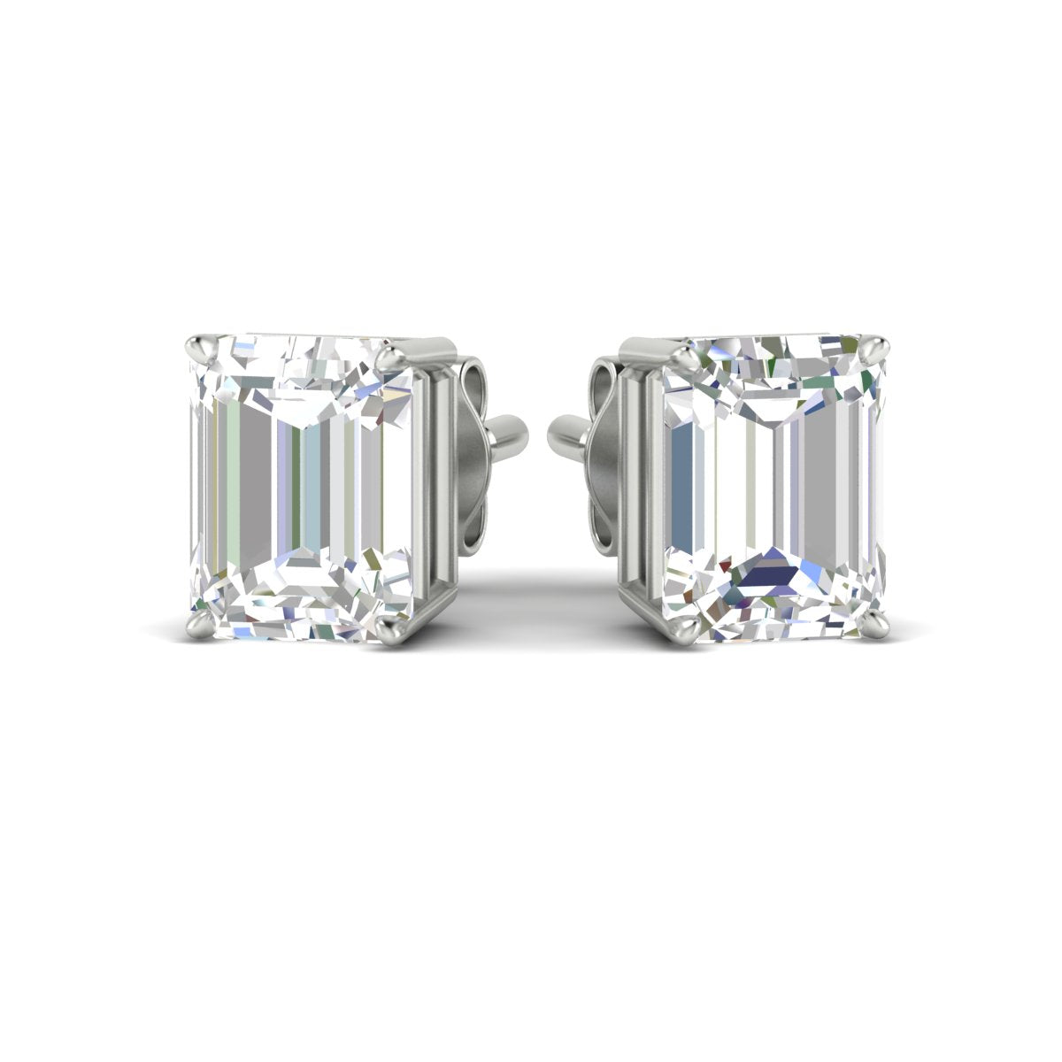 IGI Certified Emerald Cut Diamond Solitaire Stud Earrings