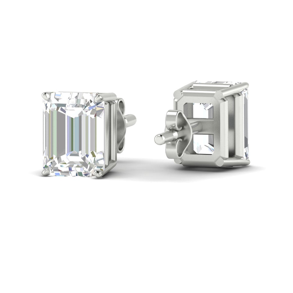 IGI Certified Emerald Cut Diamond Solitaire Stud Earrings