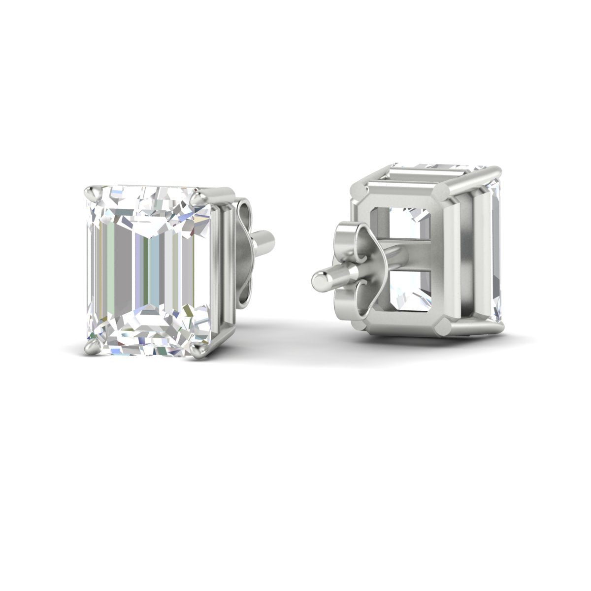 IGI Certified Emerald Cut Diamond Solitaire Stud Earrings