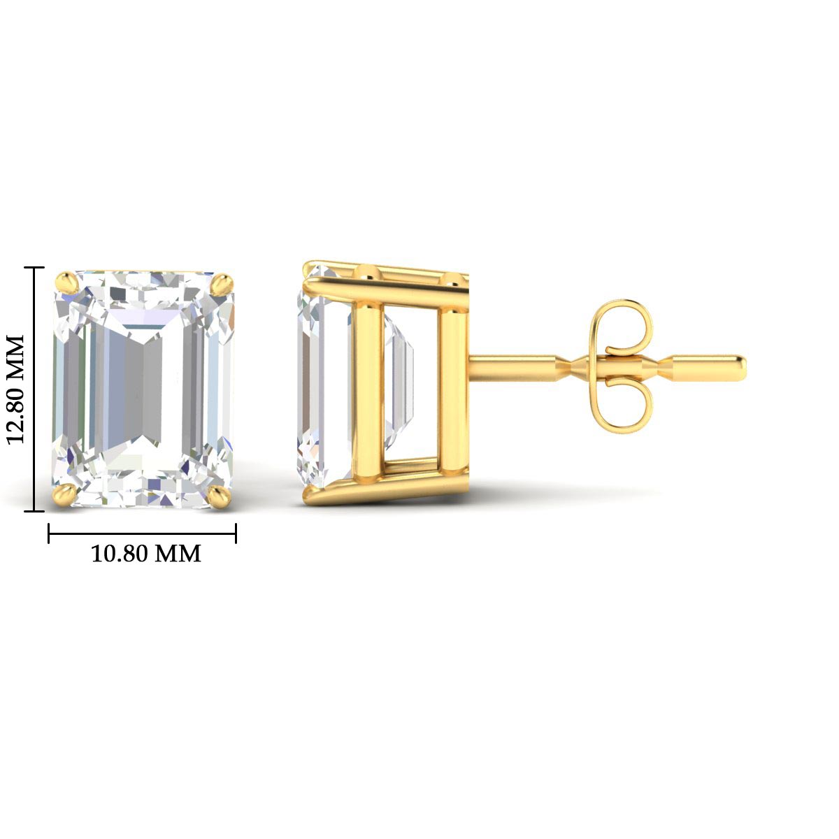 IGI Certified Emerald Cut Diamond Solitaire Stud Earrings