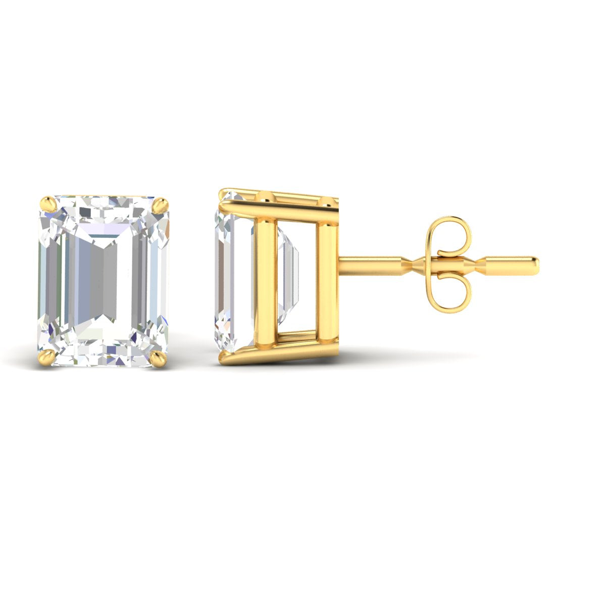 IGI Certified Emerald Cut Diamond Solitaire Stud Earrings
