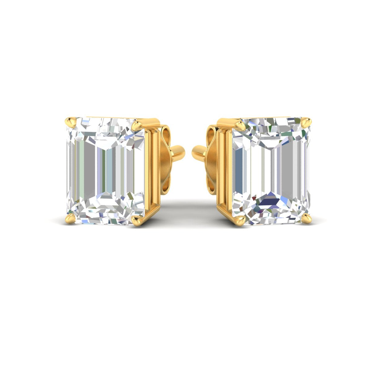 IGI Certified Emerald Cut Diamond Solitaire Stud Earrings